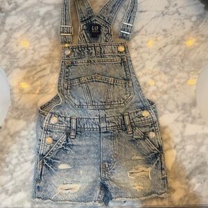 GAP Kids Light Blue Distressed Denim Overalls